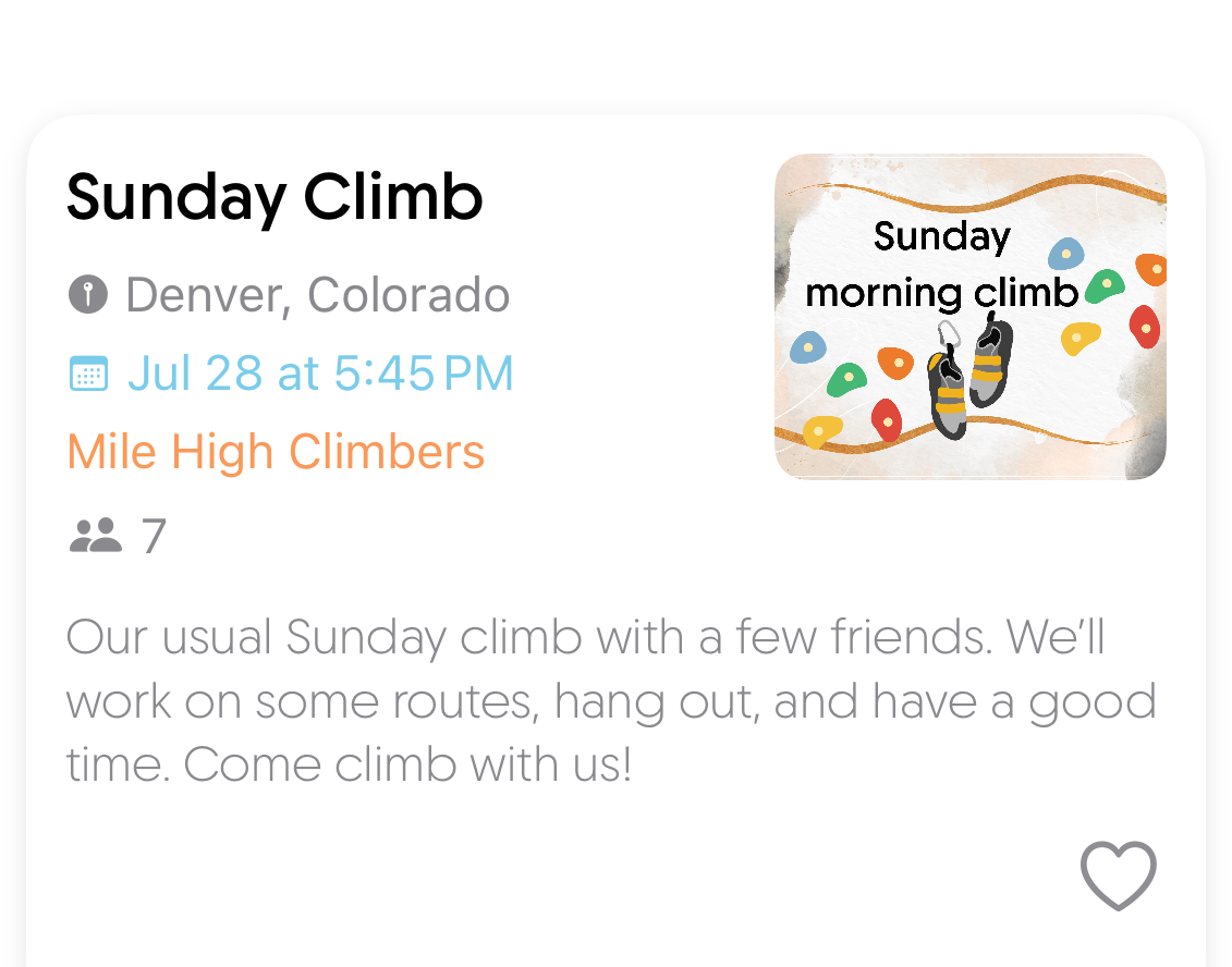 Sunday Climb event