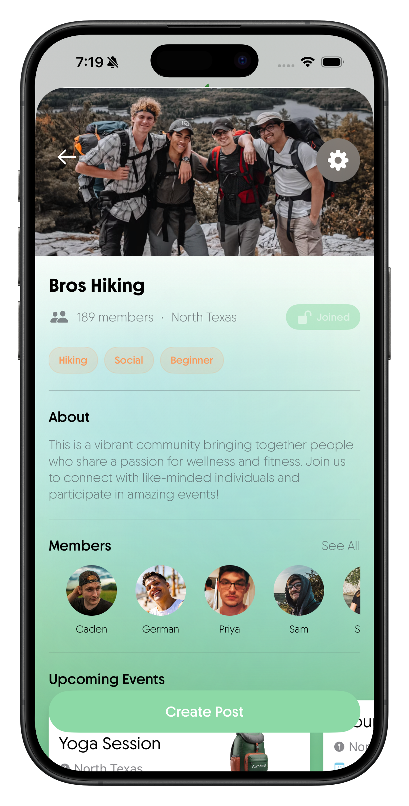 Awnbeat hiking community screen