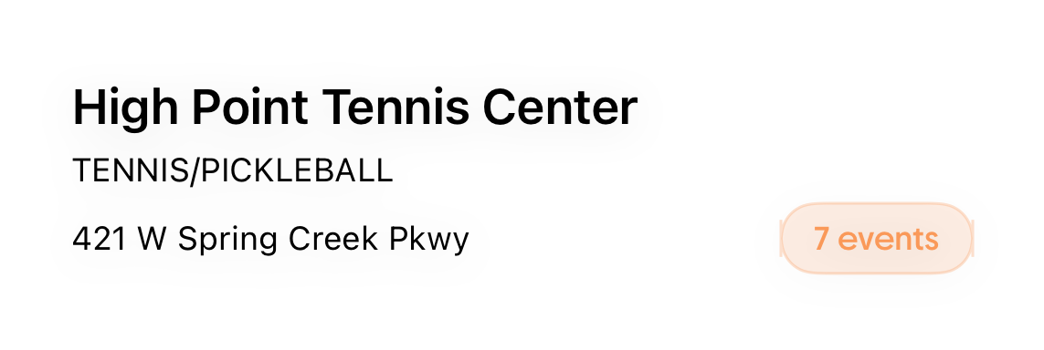 High Point Tennis Center location card