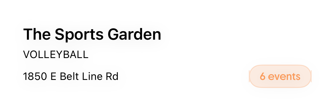 The Sports Garden location card