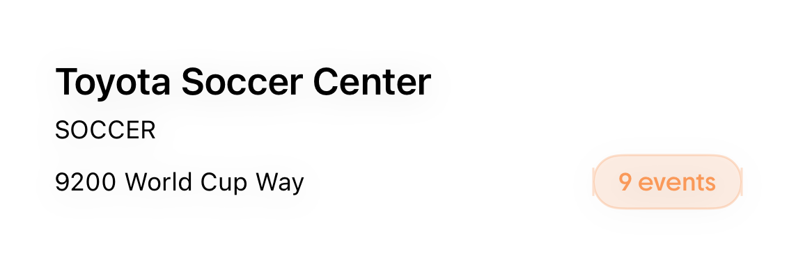 Toyota Soccer Center location card